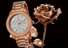 Load image into Gallery viewer, Bulova Crystal Silver Dial Rose Gold Steel Strap Watch for Women - 97N101