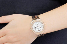 Load image into Gallery viewer, Bulova Crystal Silver Dial Rose Gold Steel Strap Watch for Women - 97N101