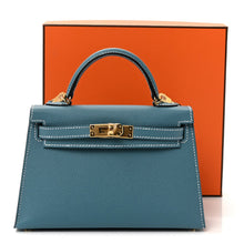 Load image into Gallery viewer, Epsom Mini Kelly Sellier 20 New Blue Jean