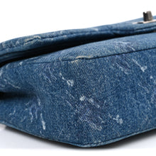 Load image into Gallery viewer, Denim Bleached Chain Medium Double Flap Blue