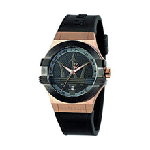 Load image into Gallery viewer, Maserati Potenza Black &amp; Rose Gold Dial Black Rubber Strap Watch For Men - R8851108002