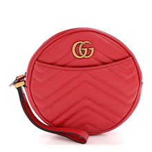 Load image into Gallery viewer, Calfskin Matelasse GG Marmont Round Wrist Wallet Hibiscus Red