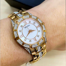 Load image into Gallery viewer, Bulova Crystal Mother of Pearl Dial Rose Gold Steel Strap Watch for Women - 98L197