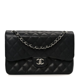 Caviar Quilted Jumbo Double Flap Black