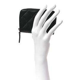 Caviar Quilted Zip Coin Purse Black