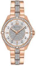 Load image into Gallery viewer, Bulova Crystal Collection Silver Dial Rose Gold Steel Strap Watch for Women - 98L229