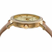Load image into Gallery viewer, Michael Kors Corey Analog Gold Dial Brown Leather Strap Watch for Women - MK2986