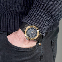 Load image into Gallery viewer, Maserati Potenza Automatic Skeleton Grey Dial Black Leather Strap Watch For Men - R8821108037