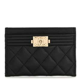 Caviar Quilted Boy Card Holder Black