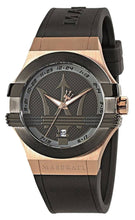 Load image into Gallery viewer, Maserati Potenza Black &amp; Rose Gold Dial Black Rubber Strap Watch For Men - R8851108002