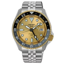 Load image into Gallery viewer, Seiko 5 Sports GMT Automatic 70th Anniversary Taiwan Limited Edition Gold Dial Silver Steel Strap Watch For Men - SSK044K1