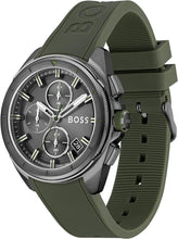 Load image into Gallery viewer, Hugo Boss Volane Chronograph Grey Dial Green Rubber Strap Watch For Men - 1513952
