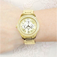Load image into Gallery viewer, Bulova Multi Function Gold Dial Gold Steel Strap Watch for Women - 97N102