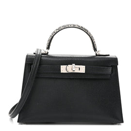Chevre Chamkila Lizard Mini Kelly Sellier Touch 20 Black Ombre
