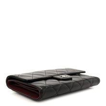 Load image into Gallery viewer, Lambskin Quilted Large Flap Wallet Black