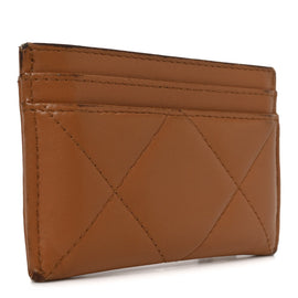 Lambskin Quilted Chanel 19 Card Holder Brown