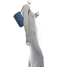 Load image into Gallery viewer, Denim Bleached Chain Medium Double Flap Blue