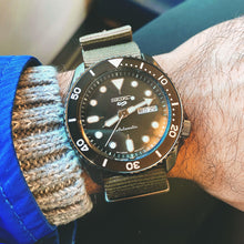 Load image into Gallery viewer, Seiko 5 Sport Automatic Black Dial Green Nylon Strap Watch For Men - SRPD65K4