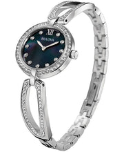 Load image into Gallery viewer, Bulova Crystal Black Mother of Pearl Dial Silver Steel Strap Watch for Women - 96L224