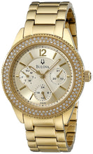 Load image into Gallery viewer, Bulova Multi Function Gold Dial Gold Steel Strap Watch for Women - 97N102