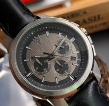 Load image into Gallery viewer, Maserati Successo 44mm Grey Dial Black Leather Strap Watch For Men - R8871621006
