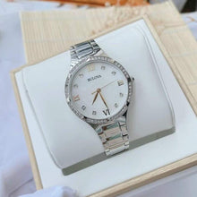 Load image into Gallery viewer, Bulova Crystal Collection Mother of Pearl Dial Silver Steel Strap Watch for Women - 96L263