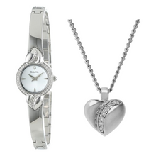 Load image into Gallery viewer, Bulova Crystal Pendant Silver Dial Silver Steel Strap Watch for Women - 96X111