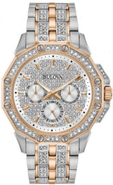 Bulova Octova Crystal Silver Dial Two Tone Steel Strap Watch for Men - 98C133