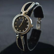 Load image into Gallery viewer, Bulova Crystal Black Mother of Pearl Dial Silver Steel Strap Watch for Women - 96L224
