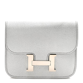 Metallic Chevre Chamkilight Constance Slim Wallet Argent