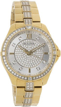 Load image into Gallery viewer, Bulova Crystal Collection Silver Crystal Dial Gold Steel Strap Watch for Women - 98L228