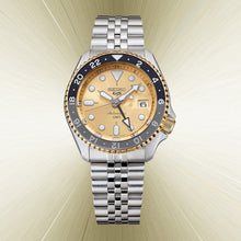 Load image into Gallery viewer, Seiko 5 Sports GMT Automatic 70th Anniversary Taiwan Limited Edition Gold Dial Silver Steel Strap Watch For Men - SSK044K1