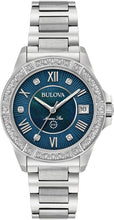 Load image into Gallery viewer, Bulova Marine Star Blue Dial Silver Steel Strap Watch for Women - 96R215