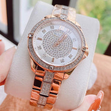 Load image into Gallery viewer, Bulova Crystal Collection Silver Dial Rose Gold Steel Strap Watch for Women - 98L229