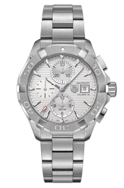 Tag Heuer Aquaracer Caliber 16 Automatic Chronograph White Dial Silver Steel Strap Watch for Men - CAY2111.BA0927