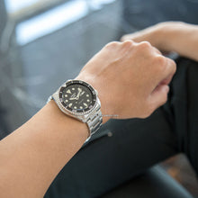 Load image into Gallery viewer, Seiko 5 Sports Automatic Day Date Black Dial Silver Steel Strap Watch for Men - SRPD55K1