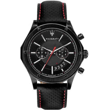 Load image into Gallery viewer, Maserati Circuito Black Dial Black Leather Strap Watch For Men - R8871627004