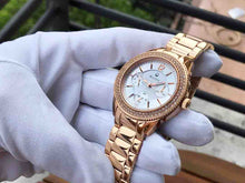Load image into Gallery viewer, Bulova Crystal Silver Dial Rose Gold Steel Strap Watch for Women - 97N101