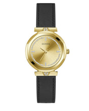 Load image into Gallery viewer, Guess Rumour Quartz Gold Dial Black Leather Strap Watch For Women - GW0689L2