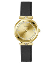 Load image into Gallery viewer, Guess Rumour Quartz Gold Dial Black Leather Strap Watch For Women - GW0689L2