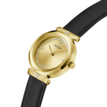 Load image into Gallery viewer, Guess Rumour Quartz Gold Dial Black Leather Strap Watch For Women - GW0689L2