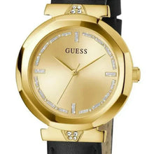 Load image into Gallery viewer, Guess Rumour Quartz Gold Dial Black Leather Strap Watch For Women - GW0689L2
