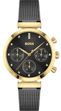 Load image into Gallery viewer, Hugo Boss Flawless Black Dial Black Mesh Bracelet Watch for Women - 1502627