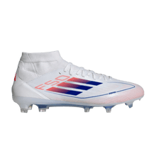 Load image into Gallery viewer, adidas F50 Pro Mid-Cut FG Cloud White Lucid Blue Solar Red (Women's)
