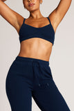 Waffle Knit Lounge Bralette in Navy