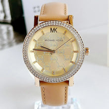 Load image into Gallery viewer, Michael Kors Corey Analog Gold Dial Brown Leather Strap Watch for Women - MK2986