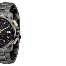 Load image into Gallery viewer, Maserati Successo Solar Black Dial Grey Steel Strap Watch For Men - R8873645001
