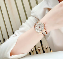 Load image into Gallery viewer, Bulova Crystal Collection Silver Dial Rose Gold Steel Strap Watch for Women - 98L229