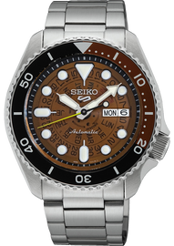 Seiko 5 Sports Sonar Special Edition Brown Dial Silver Steel Strap Watch For Men - SRPJ47K1