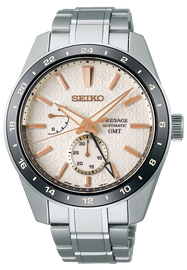 Seiko Presage Sharp Edged Series Automatic GMT Champagne Dial Silver Steel Strap Watch For Men - SPB273J1